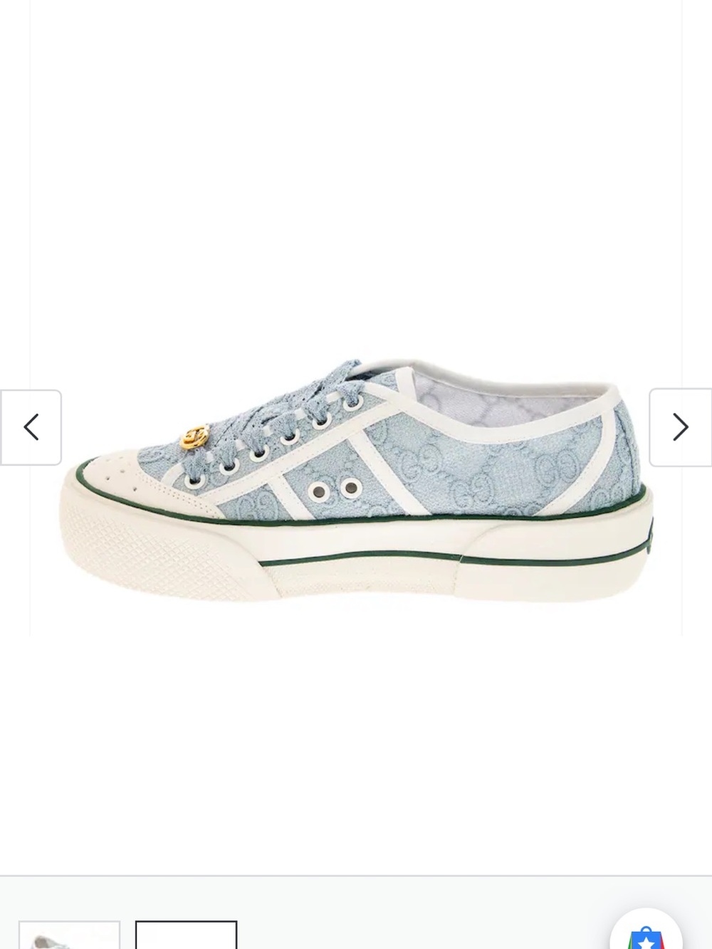Gucci Pale Blue GG Jacquard Low-Top Sneaker with Gold GG Charm